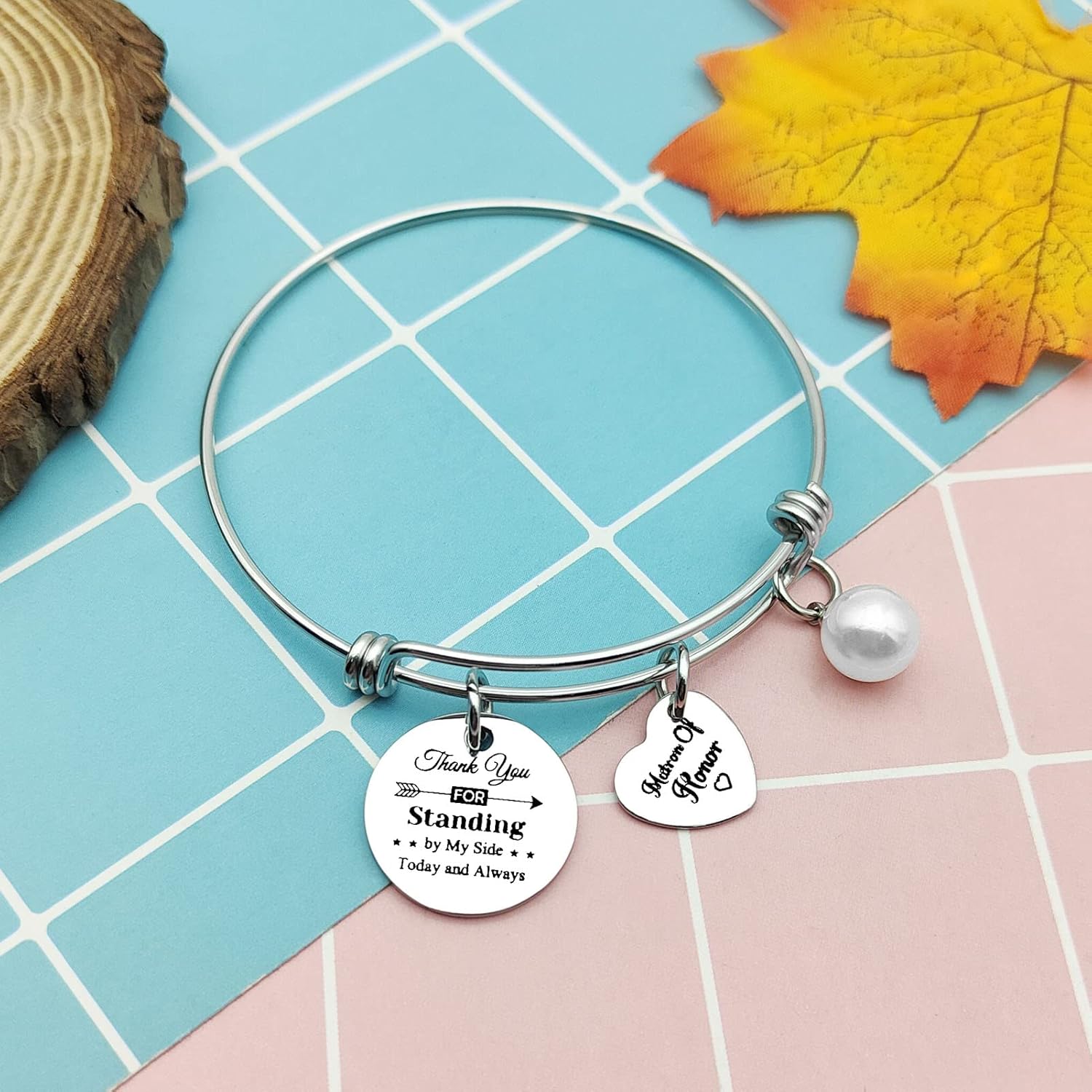 Bridesmaid Gift from Bride Matron of Honor Bracelet Bridesmaids Gifts Thank You Gift for Bridesmaids Bridal Shower Gift Wedding Jewelry for Sister Bestie Proposal Bangle Bachelorette Party Gifts - Image 4