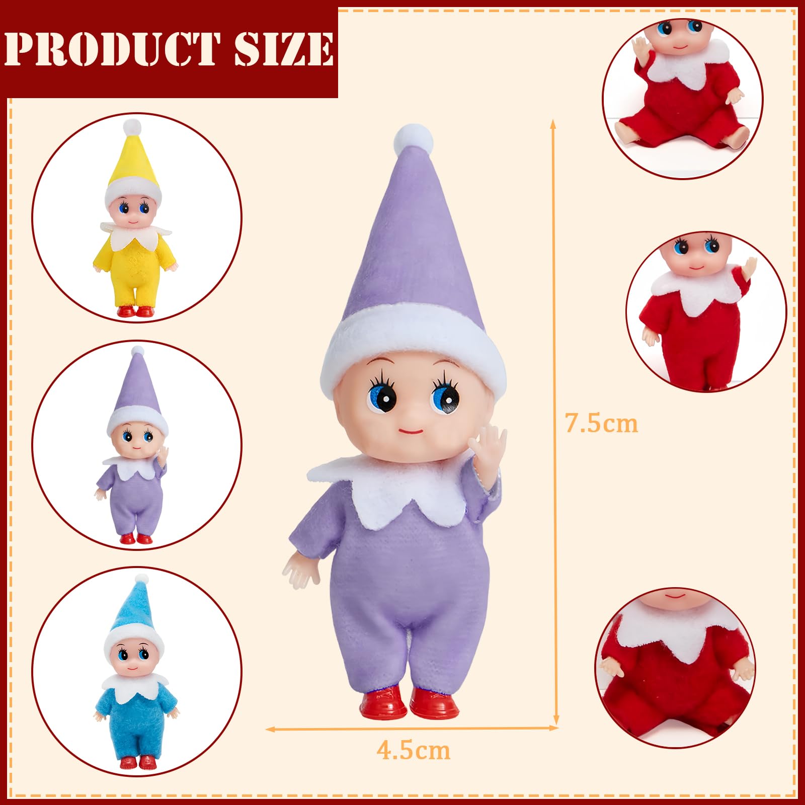 3pcs Mini Baby Elves Christmas Elf Baby Dolls for Girls Boys,Cute Little Elfs Twins Tiny Christmas Dolls Elf Accessories,Girl Elf Small Elf Baby Doll Elf Novelty Gift for Kids Xmas Stocking Stuffers - Image 2