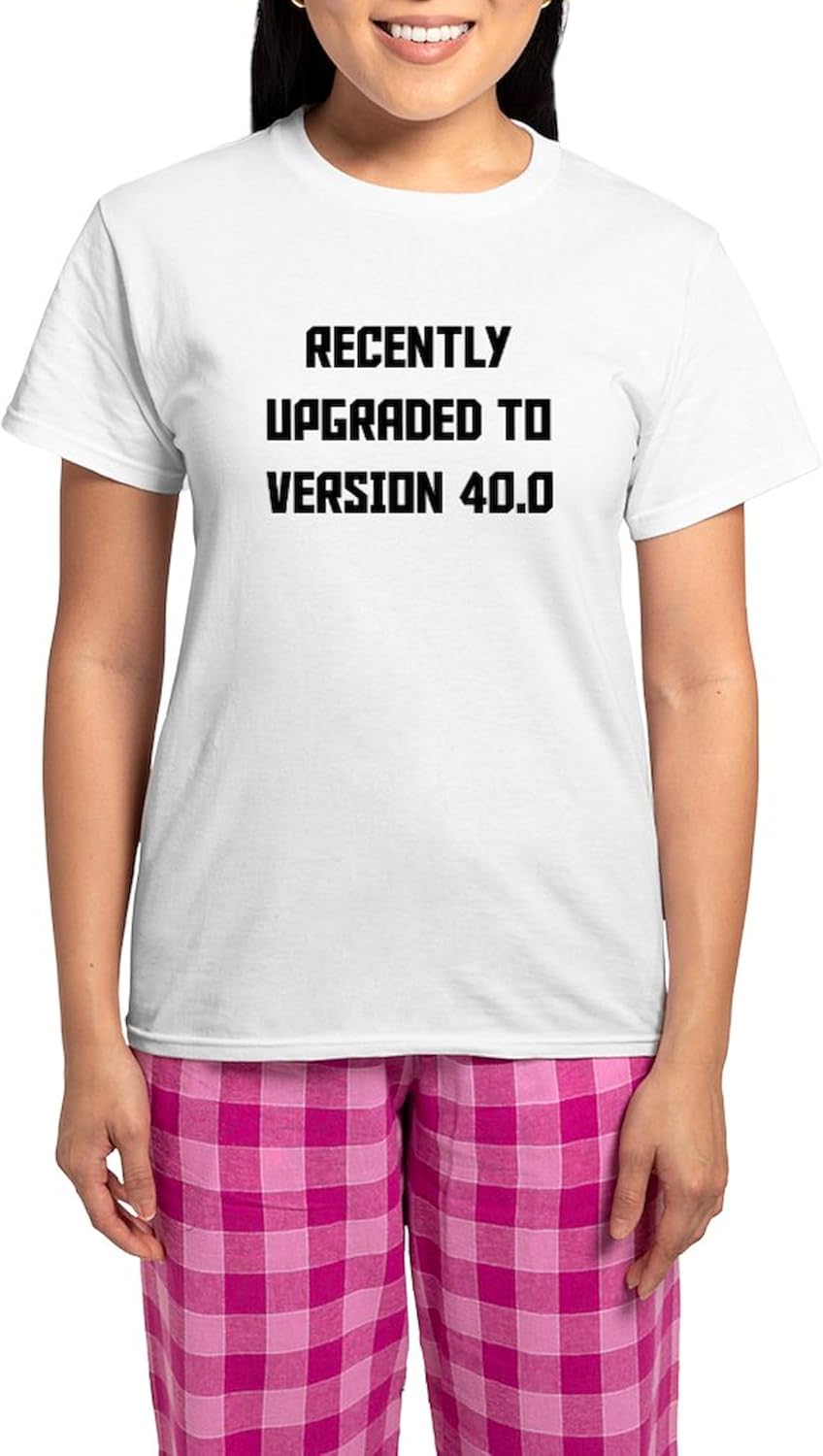 CafePress Recently Upgraded to Version 40.0 Pajamas Women's Novelty Cotton Pajama Set, Comfortable PJ Sleepwear