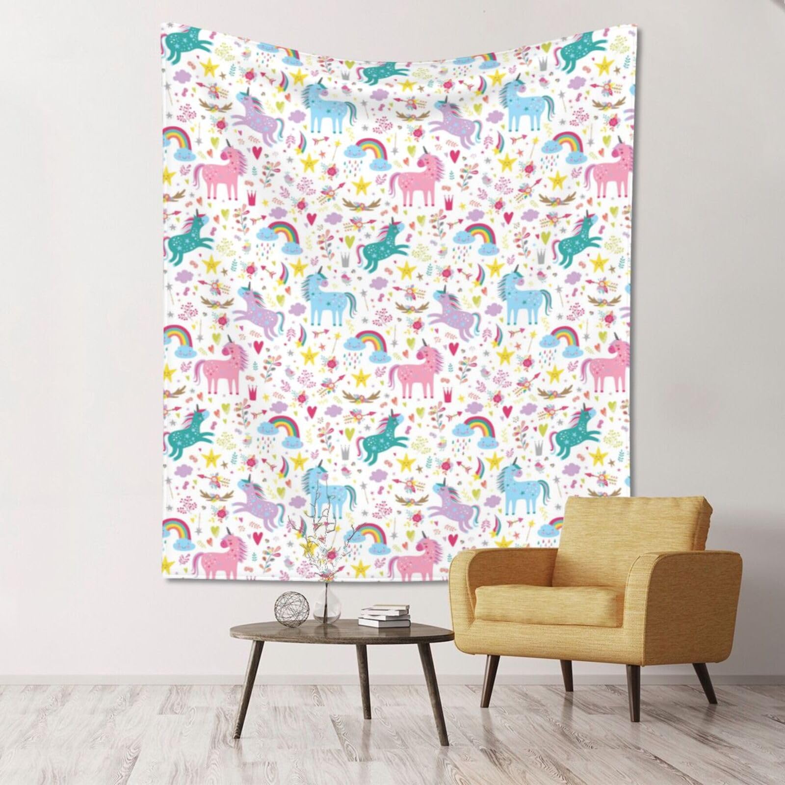 WKSGDSG Large Wall Hanging, Machine Washable Tapestry For Dorm Room, Unicorns, Lightweight Polyester Wall Art For Bedroom Living Room, 152x130cm
