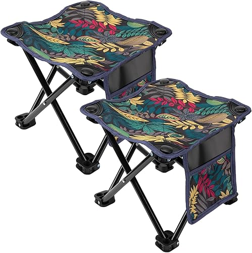 Taburete de camping pequeño, ligero, resistente, portátil, con bolsillo lateral, cómodo y plegable, para camping, pesca, senderismo, jardinería,