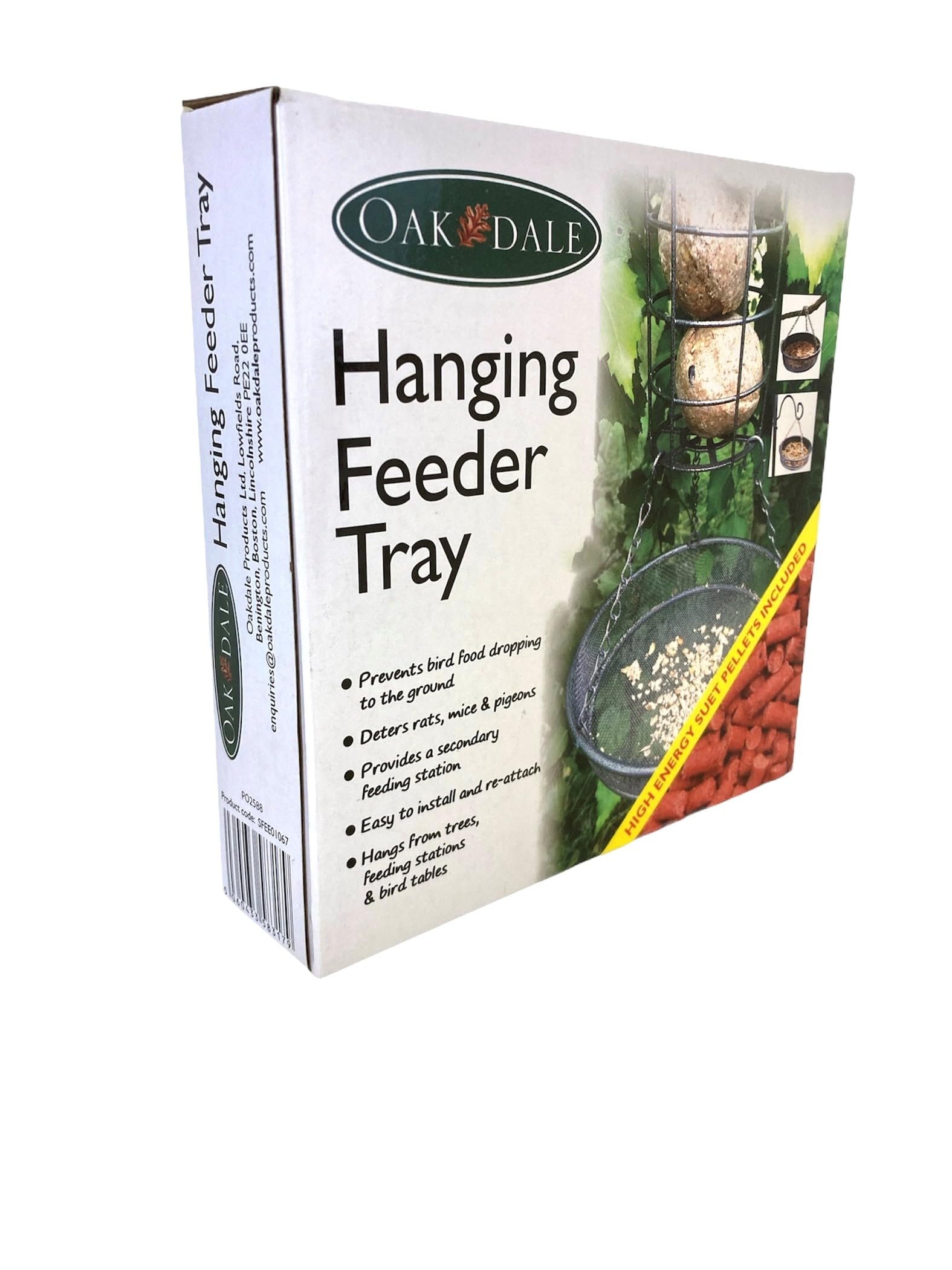 Oakdale Filled Hanging Feeder Tray - Hanging Metal Bird Feeder Perfect For Garden And Outdoor Use With Premium Suet Easy Refill