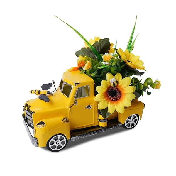 Charming Kitchen Table Centerpiece Ideas for Everyday Style 32 Vintage Sunflower Metal Truck Centerpiece