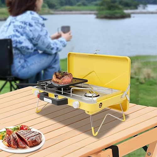 Miniatura 3 de 2-Burner Camping Stove, Portable Campings Stove with Two 3500W Burners, Tabletop Stoves for Outdoor Camping, Picnics, Hiking