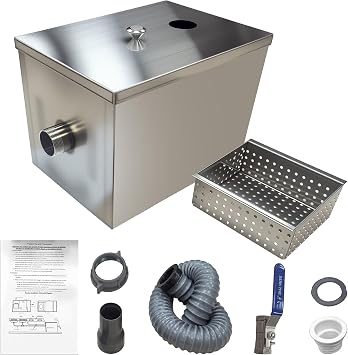 Commercial Grease Trap Stainless Steel Interceptor Oil-water Separator for Restaurant, Kitchen, Cafe, Canteen, Factory