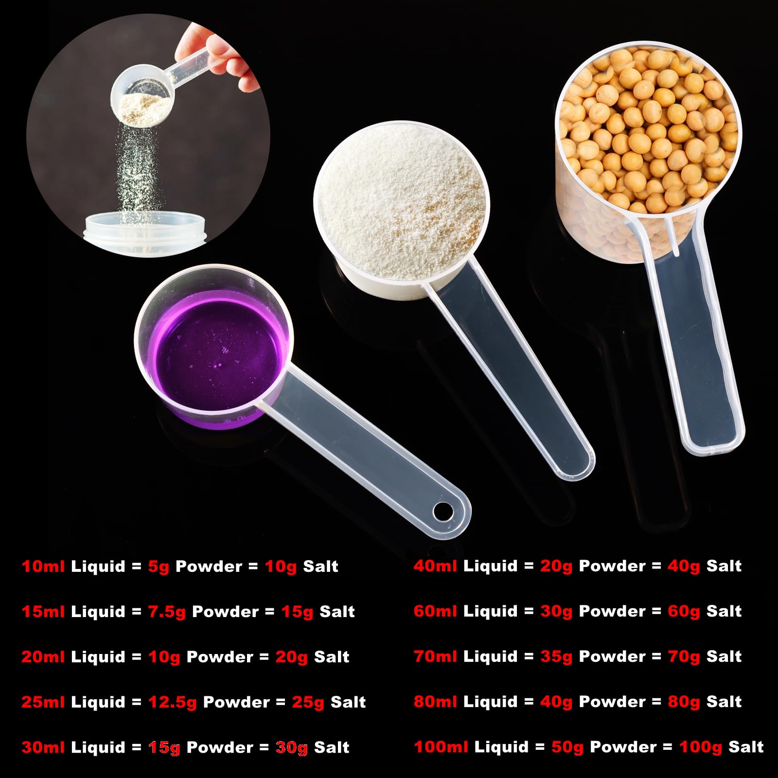 Cucchiai dosatori, colori misti, cucchiai da cucina Set da 5 per misurare ingredienti secchi e liquidi