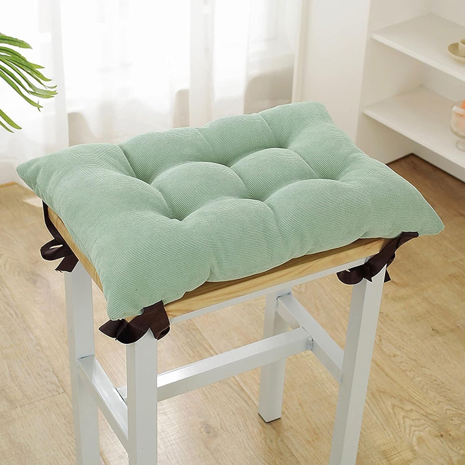 LPeMYbLi 2 Pack Rectangle Stool Cushions Seat Pads,Super Soft Chair Pads Square Seat Cushions With Ties For Small Stools School Office (Color : Green, Size : 25x35x5cm)