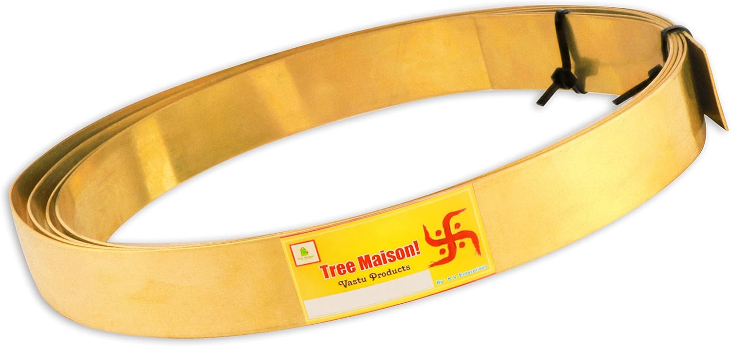 CORNATING Homes VASTU Brass Strip Vastu Product/Vastu Remedy for Entrance, Maha Vastu Remedy for Toilet Correction ( Brass Strip 1 MM, 8 FEET ,Set-1 ), Golden