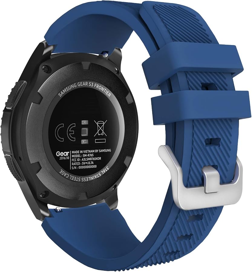 MoKo Sport Armband Kompatibel mit Samsung Galaxy Watch 3 45mm Armband/Galaxy Watch 46mm/Gear S3 Frontier/Classic, 22mm Weiches Silikon Ersatzarmband für Herren Damen, Dunkelblau Elektronik & Foto