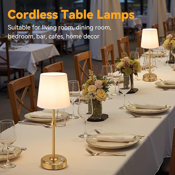 KOZEOTA Portables Cordless LED Table Lamp, 4000mAh Wireless Rechargeable Battery Operated Powered Light, Dimmable Table Lamp for Dining Room, Bedroom, Bedside, Bar, Night Light, Camping, Patio (Bronze) photo 2