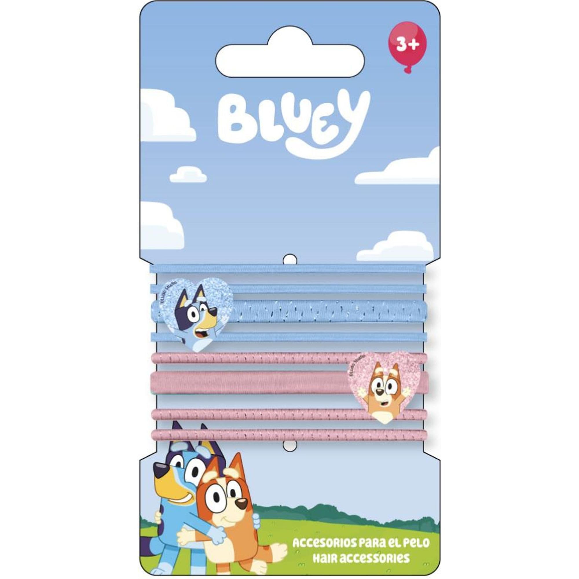 Bluey 8 Piece Hair Ties for Girls | Kids Garters with Bluey and Bingo Decorations in Pink and Pastel Blue Shades
