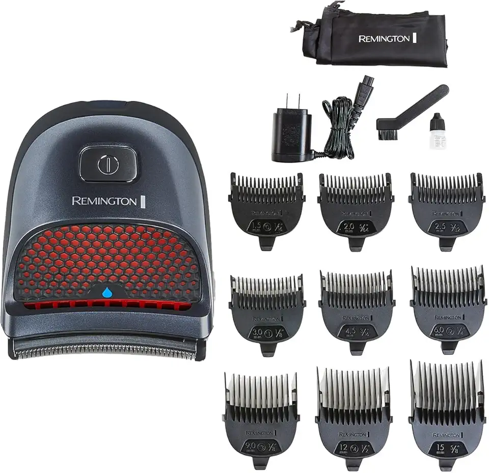 Remington Shortcut Pro Self-Haircut Trimmer Kit, Waterproof Cordless Electric Razor for Head, Beard, and Body, Curved Blades and 9 Trimmer Lengths, Head Shaver, 5-Minute Quick-Charge, 14-Piece Set
