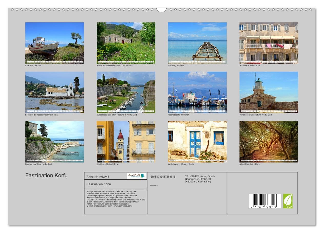 Faszination Korfu (hochwertiger Premium Wandkalender 2026 DIN A2 quer), Kunstdruck in Hochglanz: Korfu, die grünste Insel Griechenlands (CALVENDO Orte)