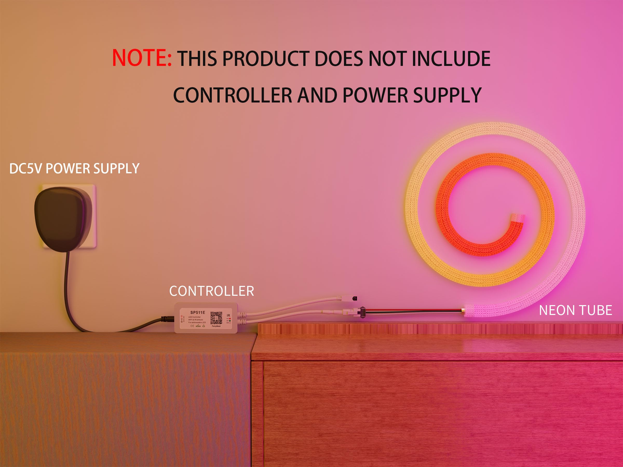 Xnbada 3.2FT WS2811 WS2812B 360 Grados Redondo Reticulado Patrón Neón LED Strip 50Leds/m Smart RGB+IC Flexible Silicon Dream Color Rope Light Tape DC5V