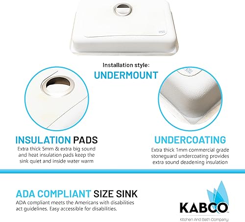 Miniatura 4 de KABCO Fregadero de cocina de acero inoxidable de 30 pulgadas compatible con la ADA, con colador de fregadero, cesta de basura extraíble y rejilla de