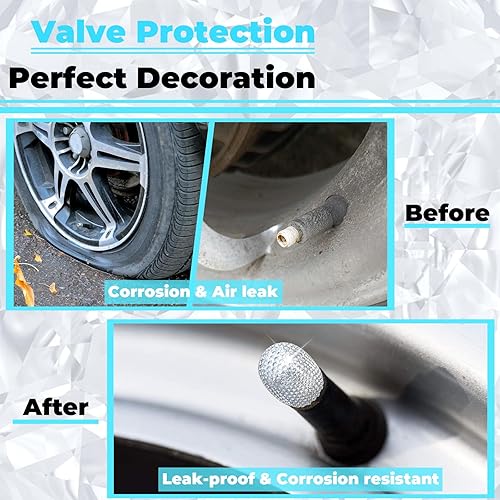 Miniatura 4 de 4 tapas de vástago de válvula de neumático de automóvil, tapa de aire brillante para automóvil, cubiertas de vástago universales, revestimiento de