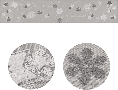 Miniatura 10 de Grelucgo Camino de mesa con copos de nieve bordados con toalla, decoraciones navideñas rojas (rojo, 14 x 55 pulgadas)