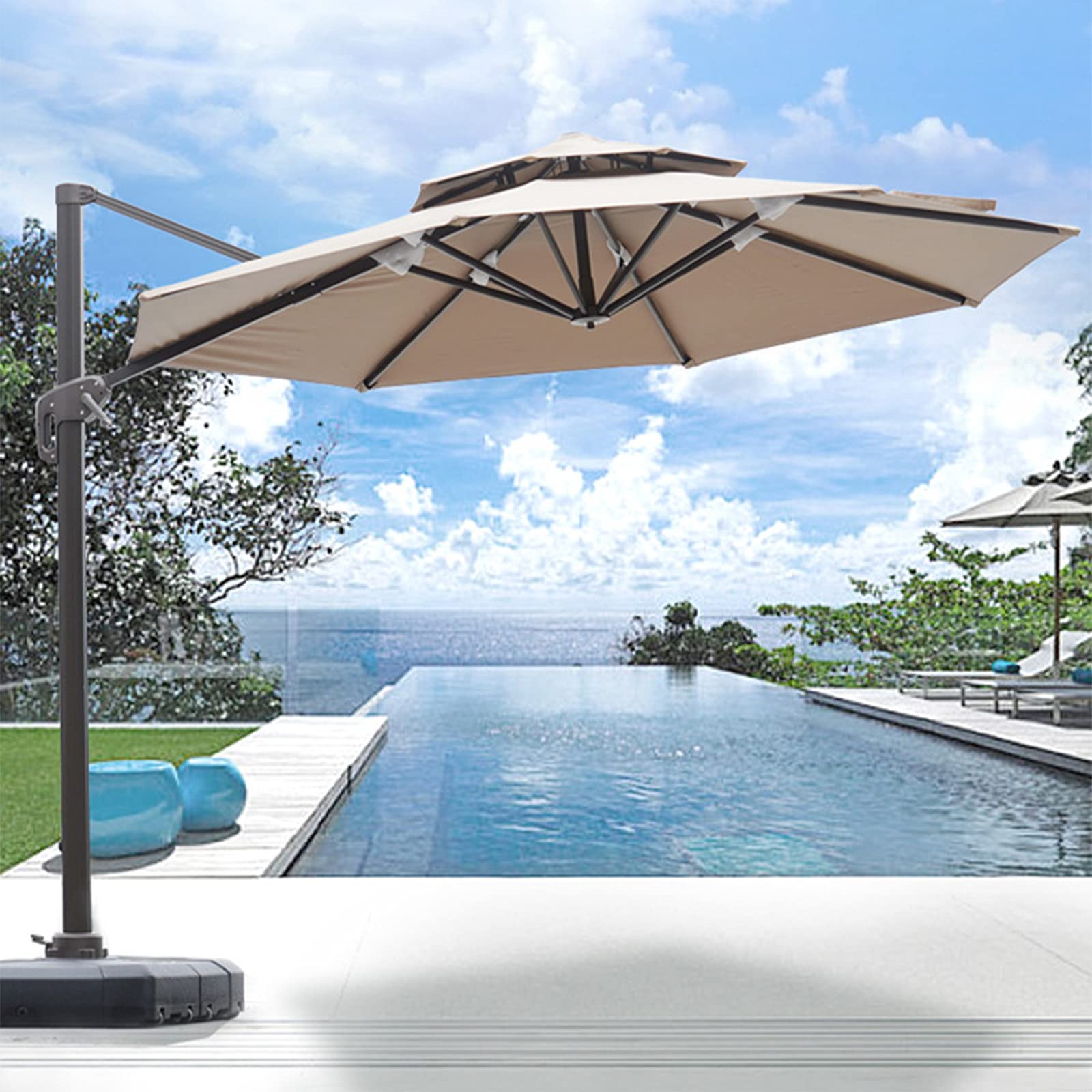 WDSOPK Garden Market Umbrella,Patio Umbrella Outdoor Table Umbrella With 8 Sturdy Ribs,for Backyard, Poolside, Lawn And Garden,2.5 * 2.5m(size_name-2.5 * 2.5m)