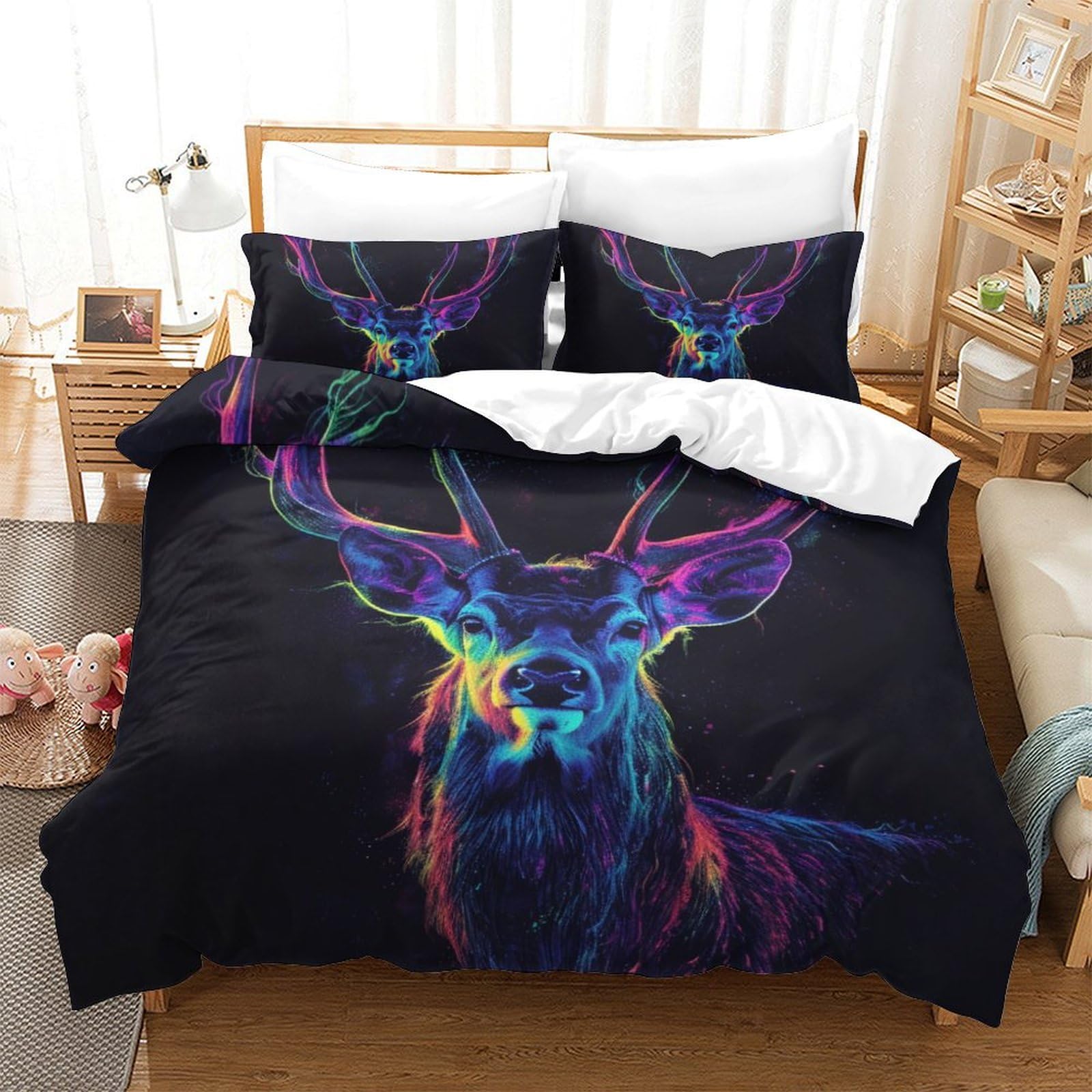 Housse de couette 3D Rennes en microfibre avec fermeture éclair pratique