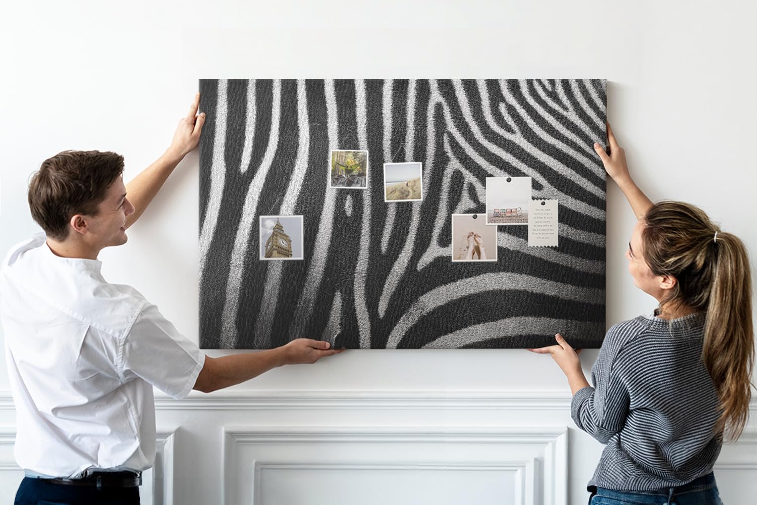 Panel grande de corcho 120x80 cm | Patrón de cebra