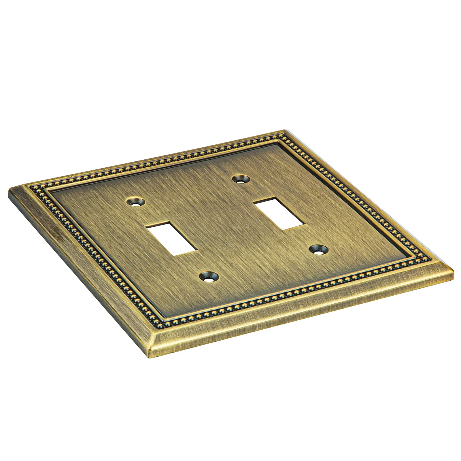 Henne Bery Sunken Pearls Heavy Duty Decorative Wall Plate Switch Plate Outlet Cover (Double Toggle, Antique Brass) - 3