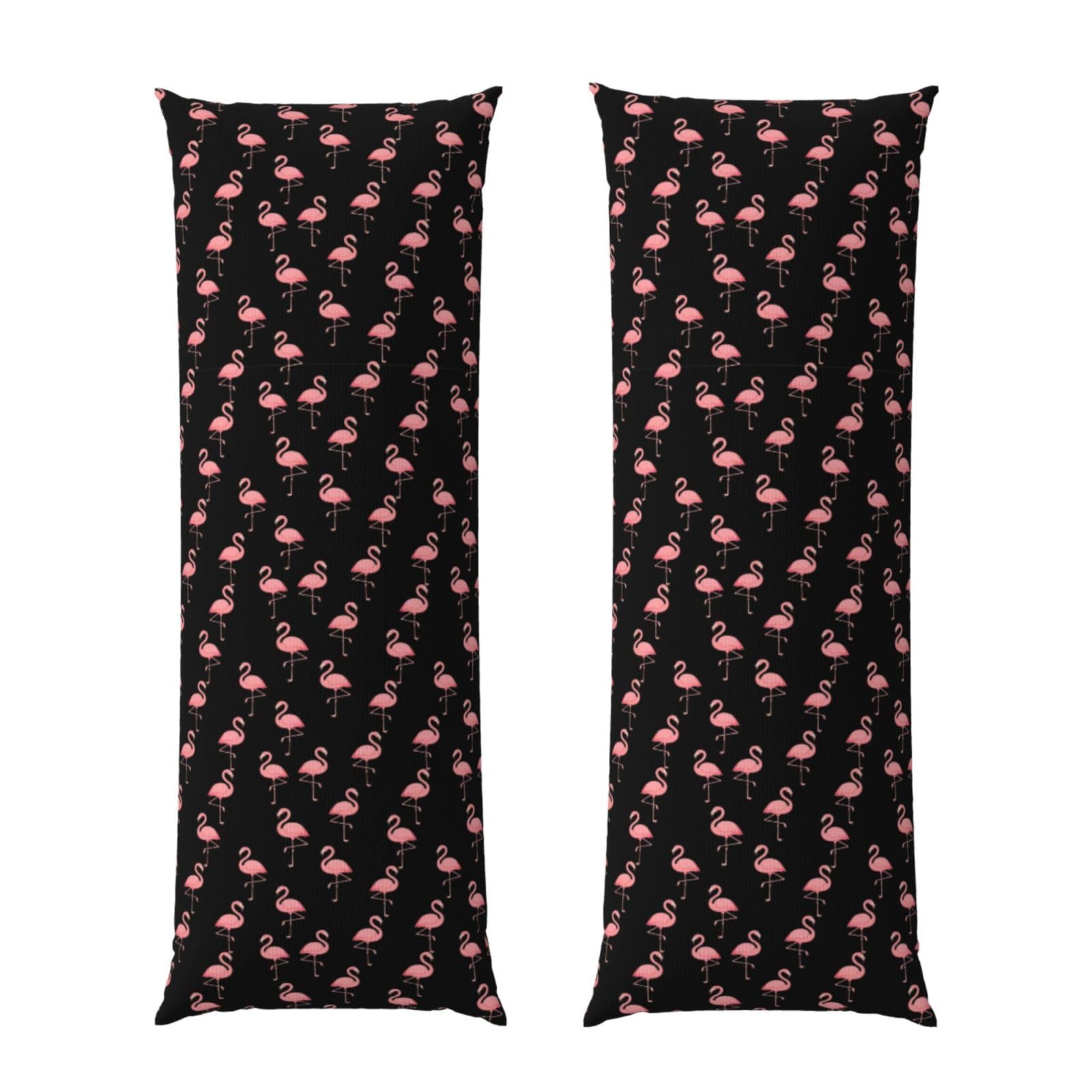 Long Body Pillow Cover 20x60 Flamingo Black, Soft Flannel Pillowcase with Zipper, Cozy Cushion Protector for Couch Sofa Bed Sleeping Decoration