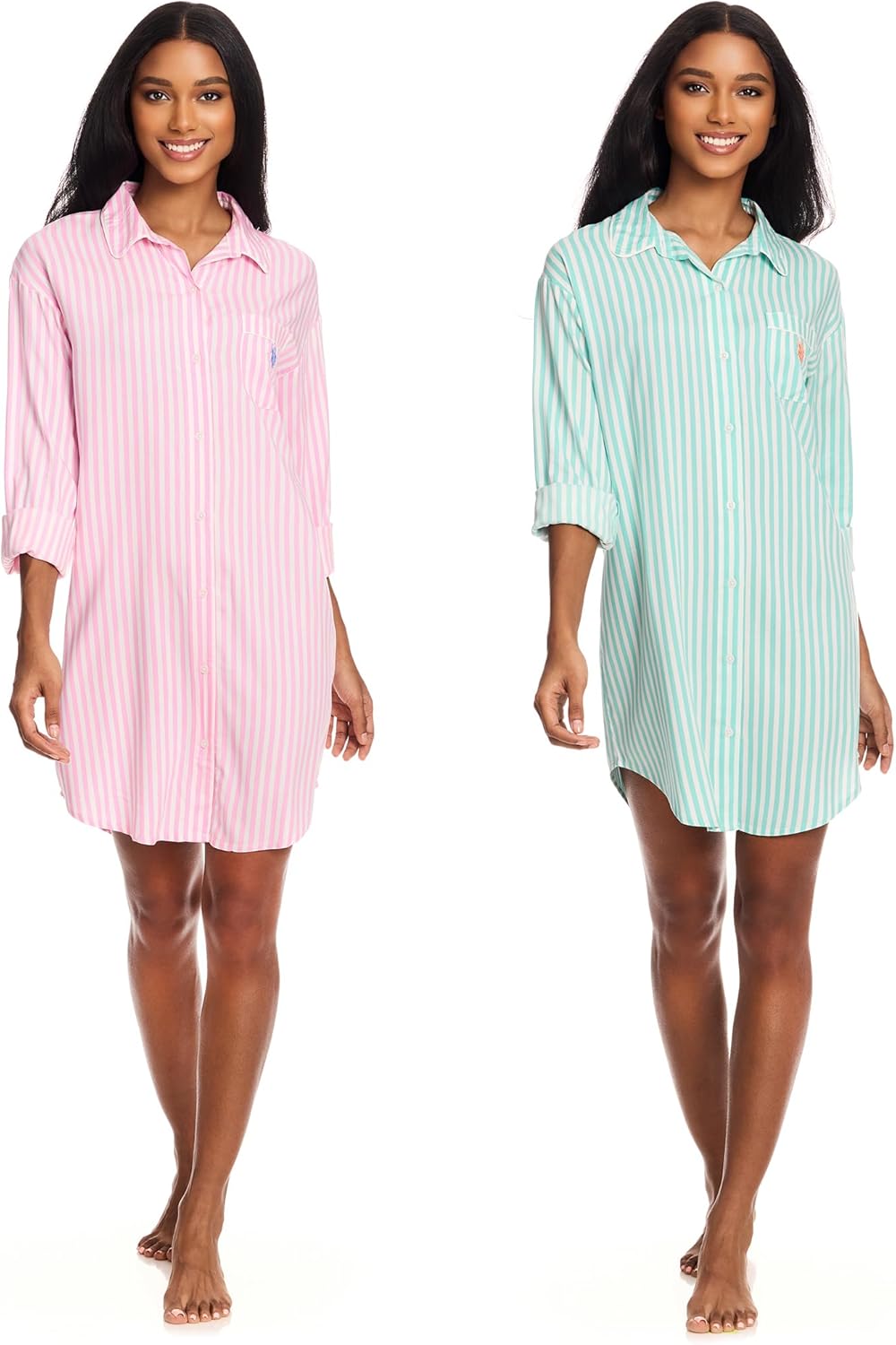 U.S. Polo Assn. Women's Sleep Shirt 2-Pack, Button Nightgown Valentines Gifts for Her - Image 4