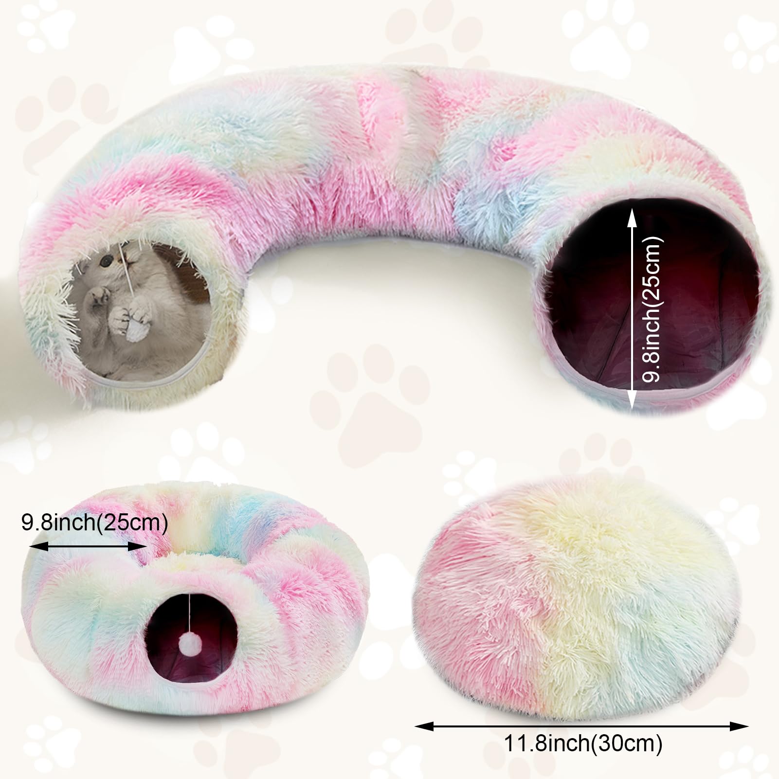Túnel para Gatos, 110 cm túnel Plegable de Lino para Interior con Agujeros, Cama túnel para Gatos Lavable para Verano (Color) | Para el verano, forro interior, para gatos y animales pequeños