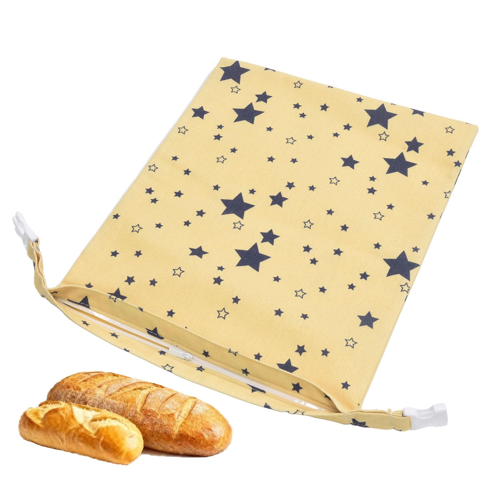 SQOYEI Homemade Linen Beeswax Bread Bag Refrigerated Fresh Keeping Sourdough Bread Bags Reusable Bread Storage Bags Portable for Schools
