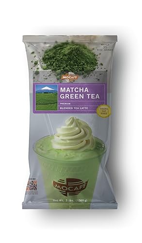 MOCAFE Matcha té verde mezclado con leche, bolsa de 3 libras, mezcla instantánea de frappe, bebida mezclada estilo cafetería utilizada en cafeterías