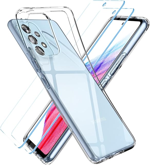 Spigen Crystal Pack Case Compatible with Samsung Galaxy A53 5G, 2 Pack Screen Protector - Crystal Clear