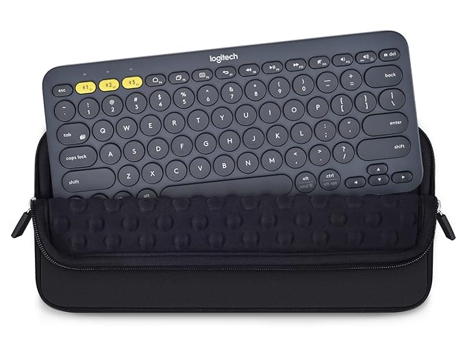Keyboard Sleeve Case for Logitech Pebble Keys 2 K380s & Logitech K380 Bluetooth Keyboard, Wireless Keyboard Shockproof Protective Travel Neoprene Bag, Black - Logitech K380