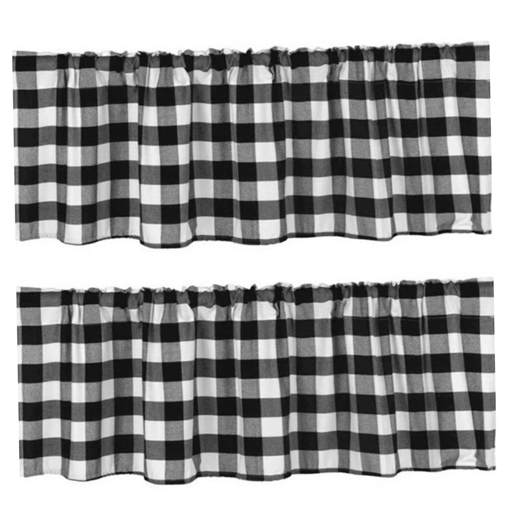 Ameble Buffalo Check Curtains Black White Plaid, Rustic Farmhouse Window Valances for Kitchen Living Room Bedroom