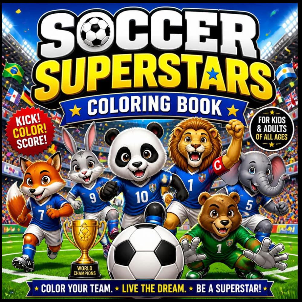 soccer superstars: 50 Fun Soccer Adventures with Cute Animal Players, Big Goals, Championship Trophies, and Exciting Match-Day Action