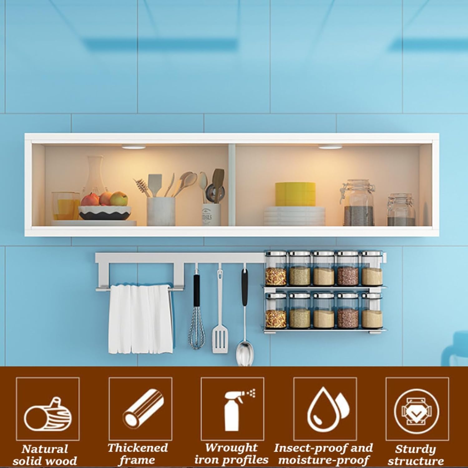 Wall Cabinet with Doors, Kitchen Wall Cabinets Storage with Shelves, Wall Mounted Kitchen Cabinets with Doors and Shelves for Bathroom, Wall Mount Cabinets for Kitchen Organizer, Wall Storage Cabinet