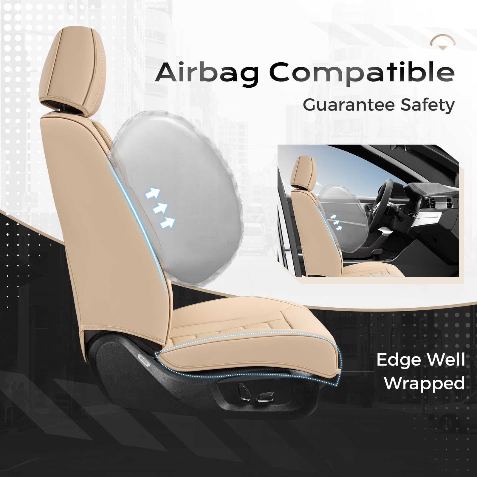 Coverado Car Seat Covers, Front Covers for Cars, Car Seat Cover Front Seats, Automotive Seat Cover, Waterproof, Leather Car Seat Cushion, Universal Interior Covers Seat Protectors for Most Cars