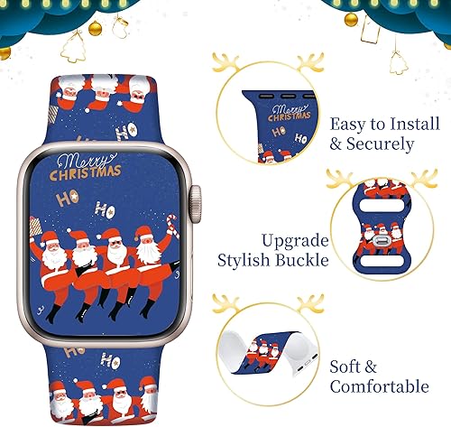 Miniatura 2 de Paquete de 2 correas de Navidad de Halloween compatibles con Apple Watch de 1.614 pulgadas, 1.575 pulgadas, 1.496 pulgadas, correa de silicona de