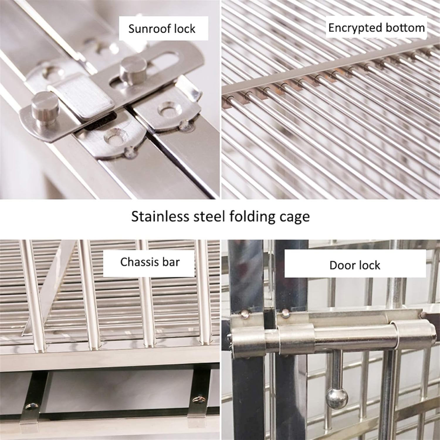 Dog cage Stainless Steel Dog Cage Folding Indoor Pet Cage with Toilet Dog House (Medium)