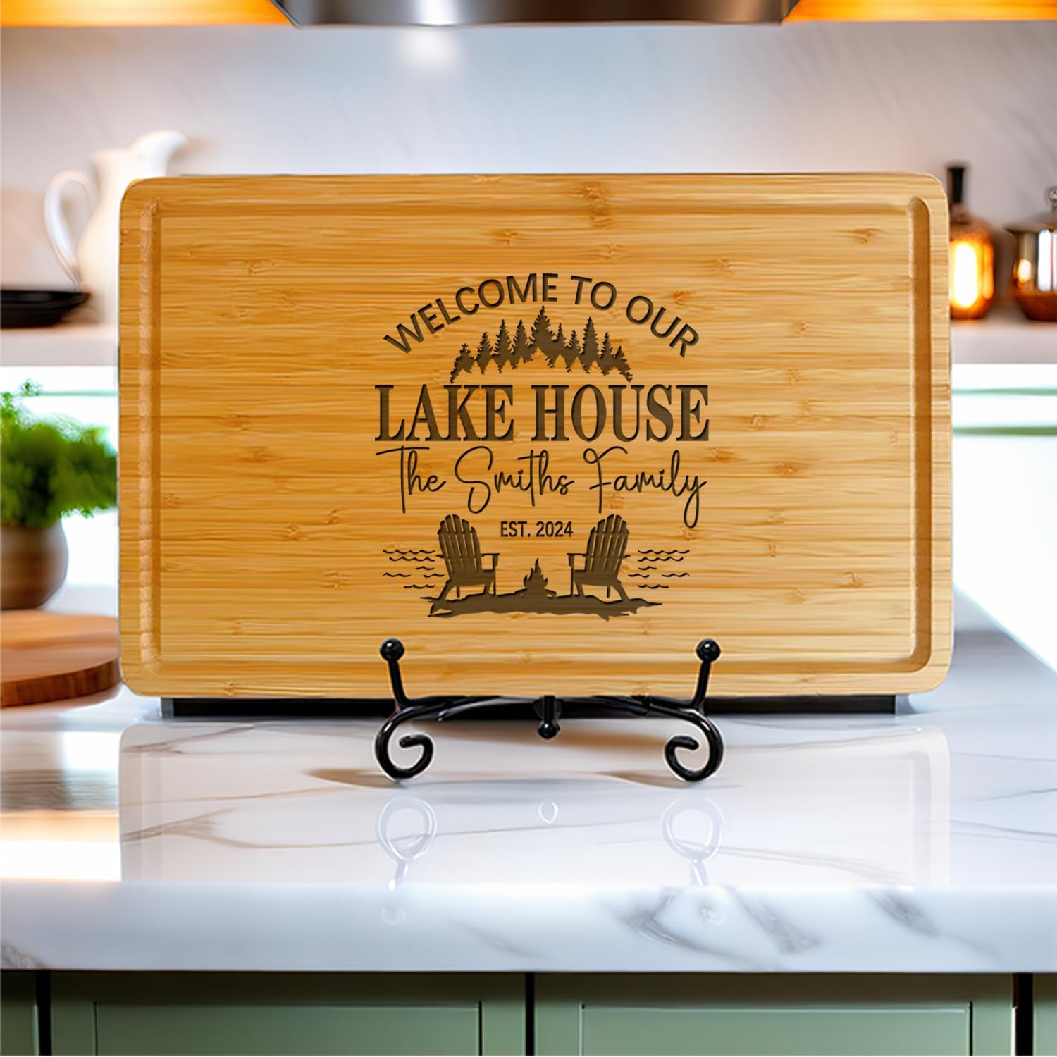 Personalized Cutting Board, Custom Bamboo Engraved Cheese Board, Custom Cutting Boards Wood Engraved, Custom Lake House Sign, Personalized Gifts for Wedding, Anniversary, Housewarming, Christmas