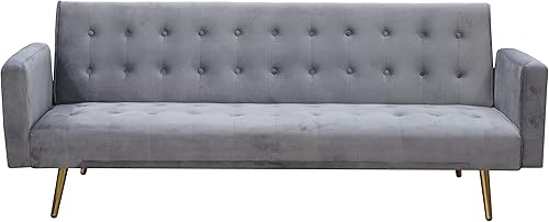 Miniatura 4 de Bonrcea Sofá cama de 75 pulgadas, sofá futón de terciopelo, capacidad de 500 libras para sala de estar pequeña, casa rodante, apartamento pequeño