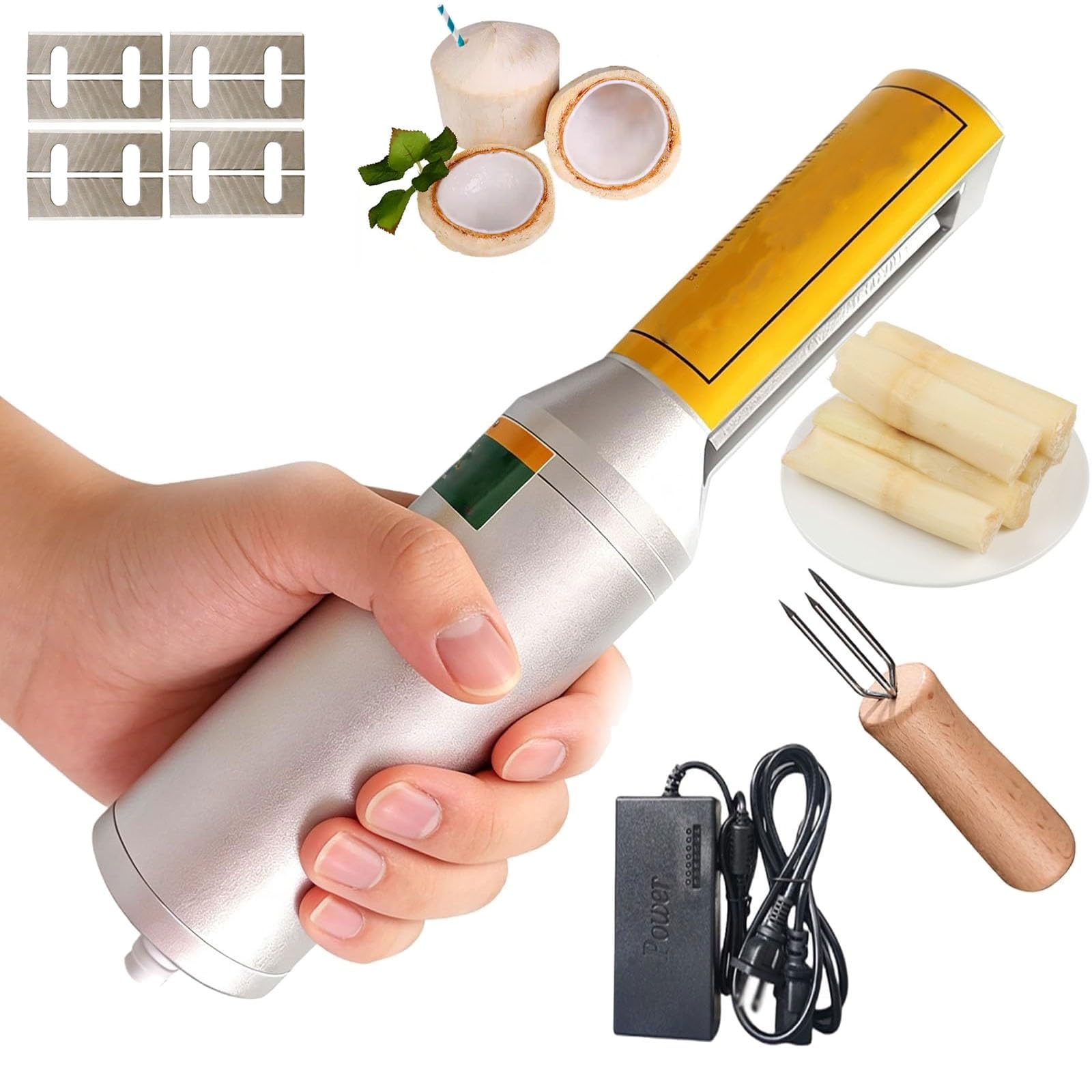 Cortador de cocina eléctrico para preparar caña de azúcar y piña fresca en casa