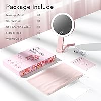 Vista 24 de LitBear Espejo de maquillaje de viaje con luces, espejo de aumento recargable de doble cara 10X/1X, espejo de belleza iluminado portátil