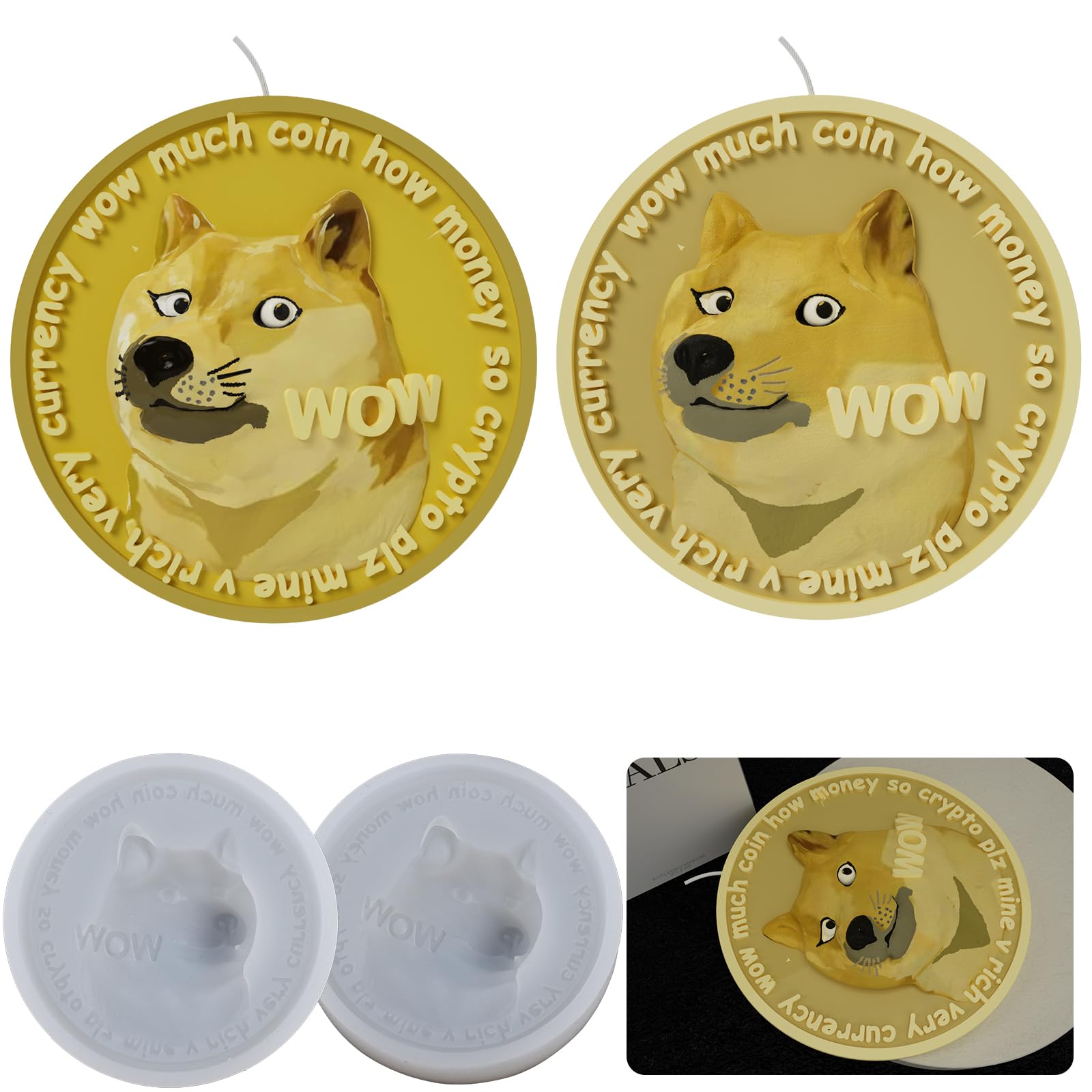 Amazon.co.jp: Doge コイン型 ドージコイン キャンドル型 ドージコイン 樹脂型 粘土型 ジュエリー 樹脂鋳造型 キャンドル作り  クラフト用品 3D型 シリコーン型 樹脂鋳造型 動物型 : ホビー