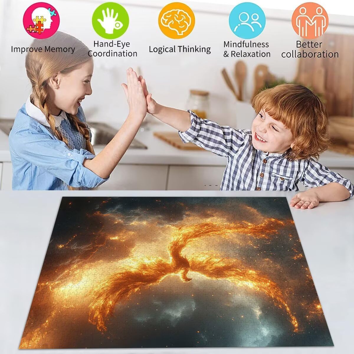 Phönix Puzzle für Erwachsene Kinder Anspruchsvoll 2000 Teile Impossible Klassische Puzzles Schwer Traum ab 8 9 10 Jahre Mädchen Jungen Jigsaw Kunst Educa, für Dekoration und Geschenke 70x99cm t-121