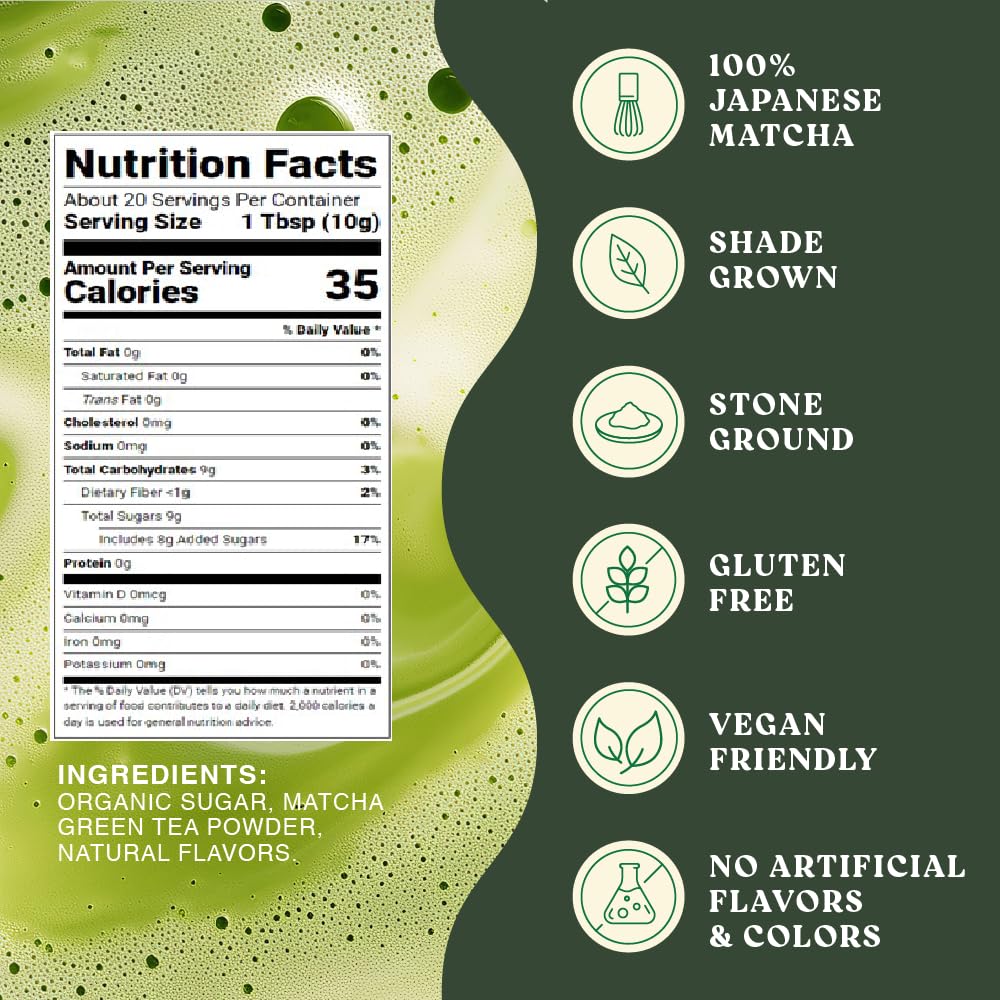 The Harmony Matcha Vanilla 10 Sticks Premium Sweetened Japanese Matcha Powder Rich in Antioxidants L-Theanine Dairy Gluten Preservative — view 2