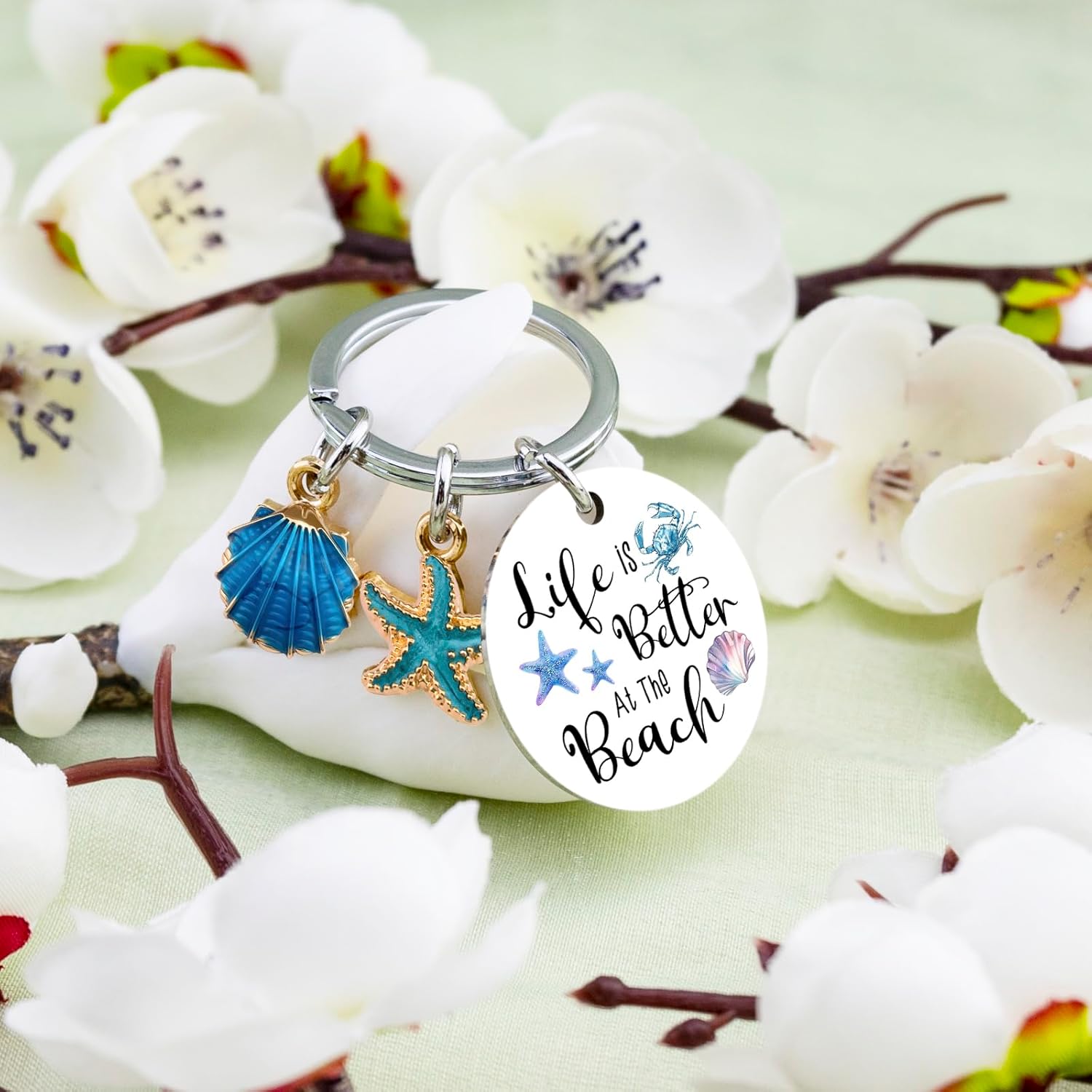 Beach Gifts for Women Seashell Keychain Beach Stuff for Teen Girls Ocean Themed Gifts for Birthday Christmas Beachy Keychain for Her - Image 4