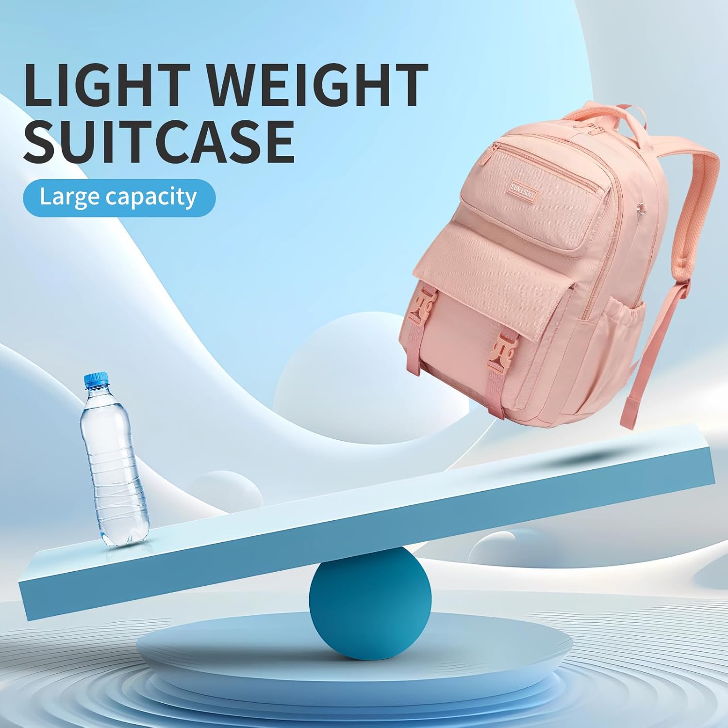 SUN EIGHT 35L Large Capacity School Backpack for Teen Girls Lightweight Bookbags Elementary Middle School Laptop Bags Women Travel Daypacks(Pink) - Image 7