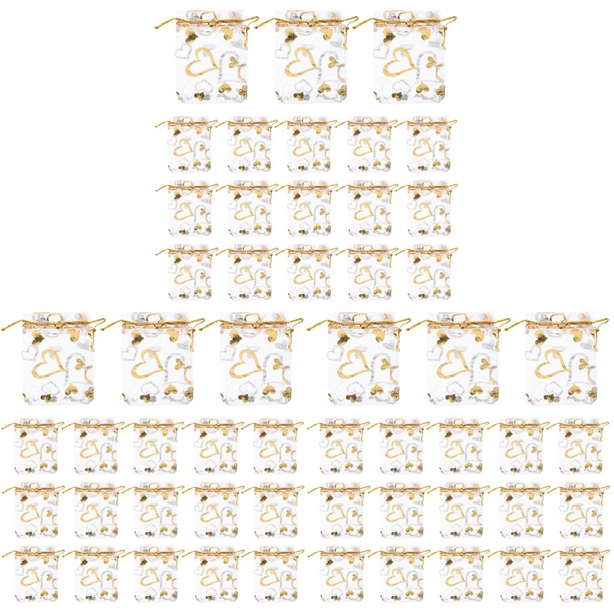 JECOMPRIS 300pezzi Sacchetti Organza Trasparenti Con Cordino Per Matrimonio e Compleanni Perfetti Per Gioielli e Dolciumi Eleganti e Pratici Per Ogni Occasione