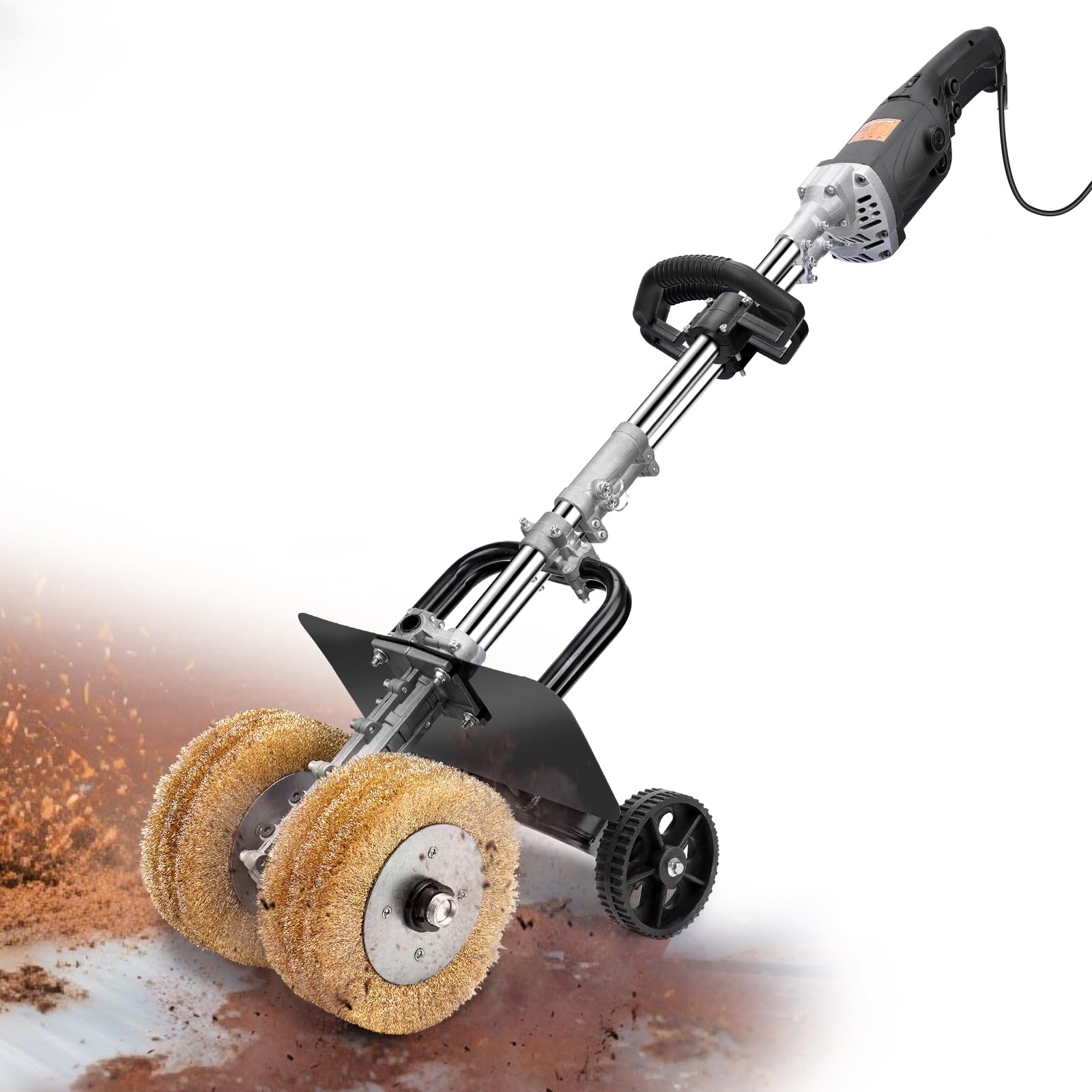 3850W Satiniermaschine für Holz Metall, 2X Schleifbürste Ø180mm, 6-Gang | 4000U/m, 94dB, zum Naturstein Fliesen Kunststoff Lackfläche, Bürstenschleifer Schleifmaschine mit Handgriff