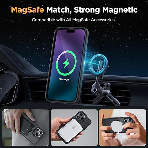 Miniatura 10 de Miracase Serie magnética para iPhone 13 compatible con MagSafe con 2 protectores de pantalla protección de grado militar, antihuellas, diseño